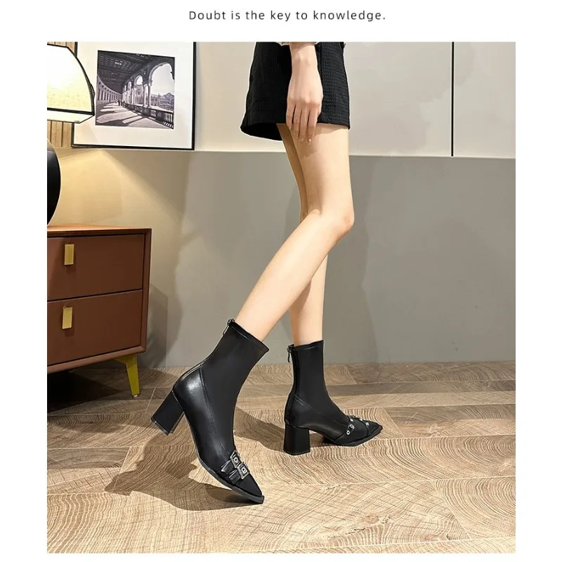 2024 женская дизайнерская обувь с пряжкой эластичные ботильоны модные женские