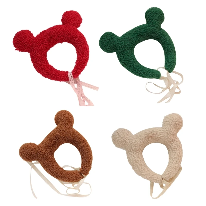 

Аксессуары для волос с медвежьими ушками, детская флисовая петля для волос, мультяшная повязка на голову, милые головные уборы