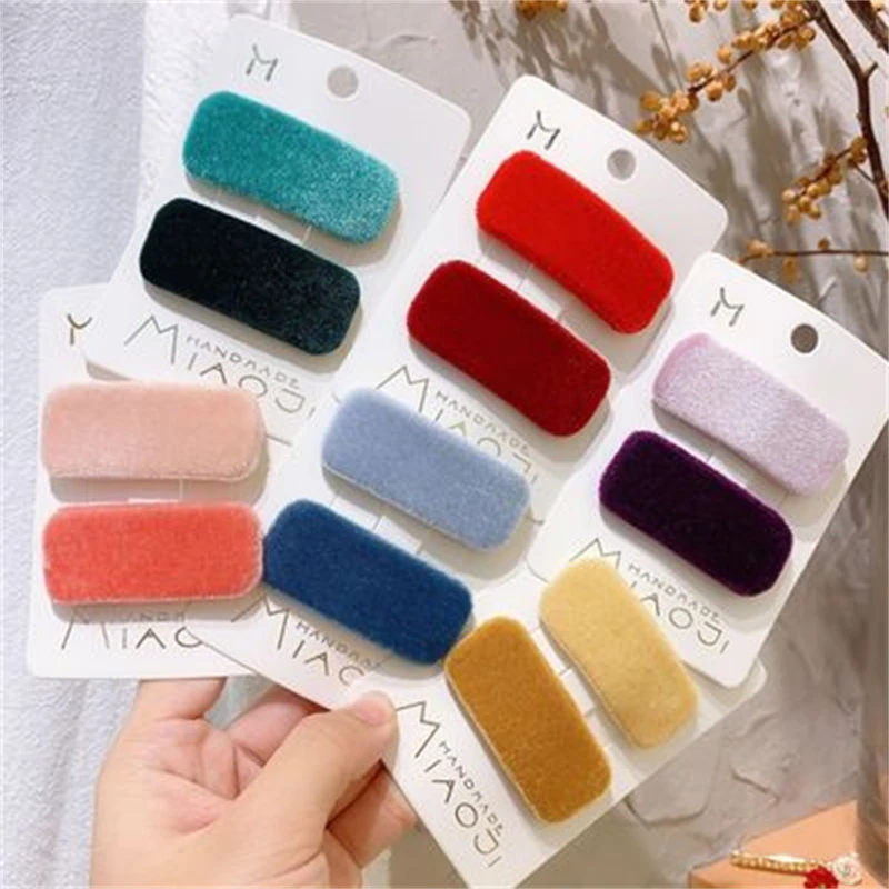 

Заколка для волос в Корейском стиле, квадратная бархатная заколка карамельного цвета с градиентом, детский головной убор