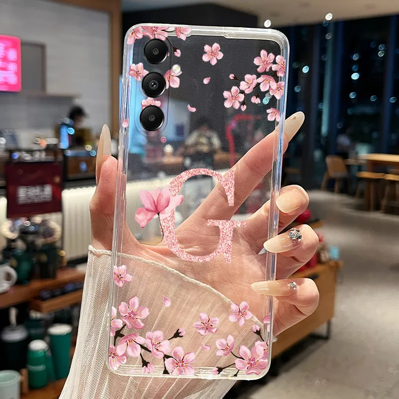 Фото Чехол для телефона Samsung Galaxy A05s A04s, чехол SM-A057F SM-A047F, прозрачный тонкий силиконовый мягкий чехол с красивым цветочным узором и надписью №5