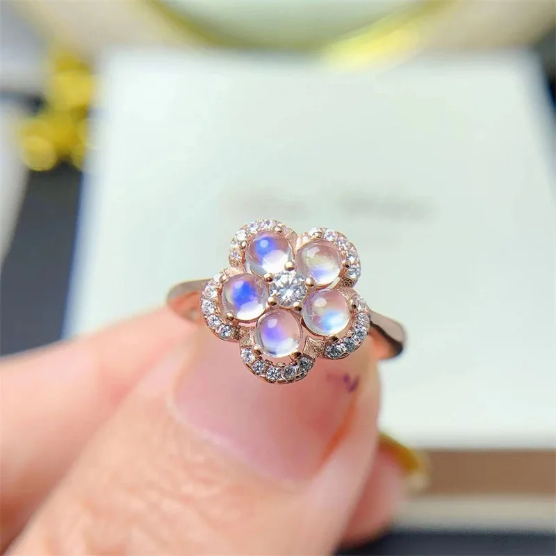 Обручальное кольцо для женщин Натуральный натуральный лунный камень с