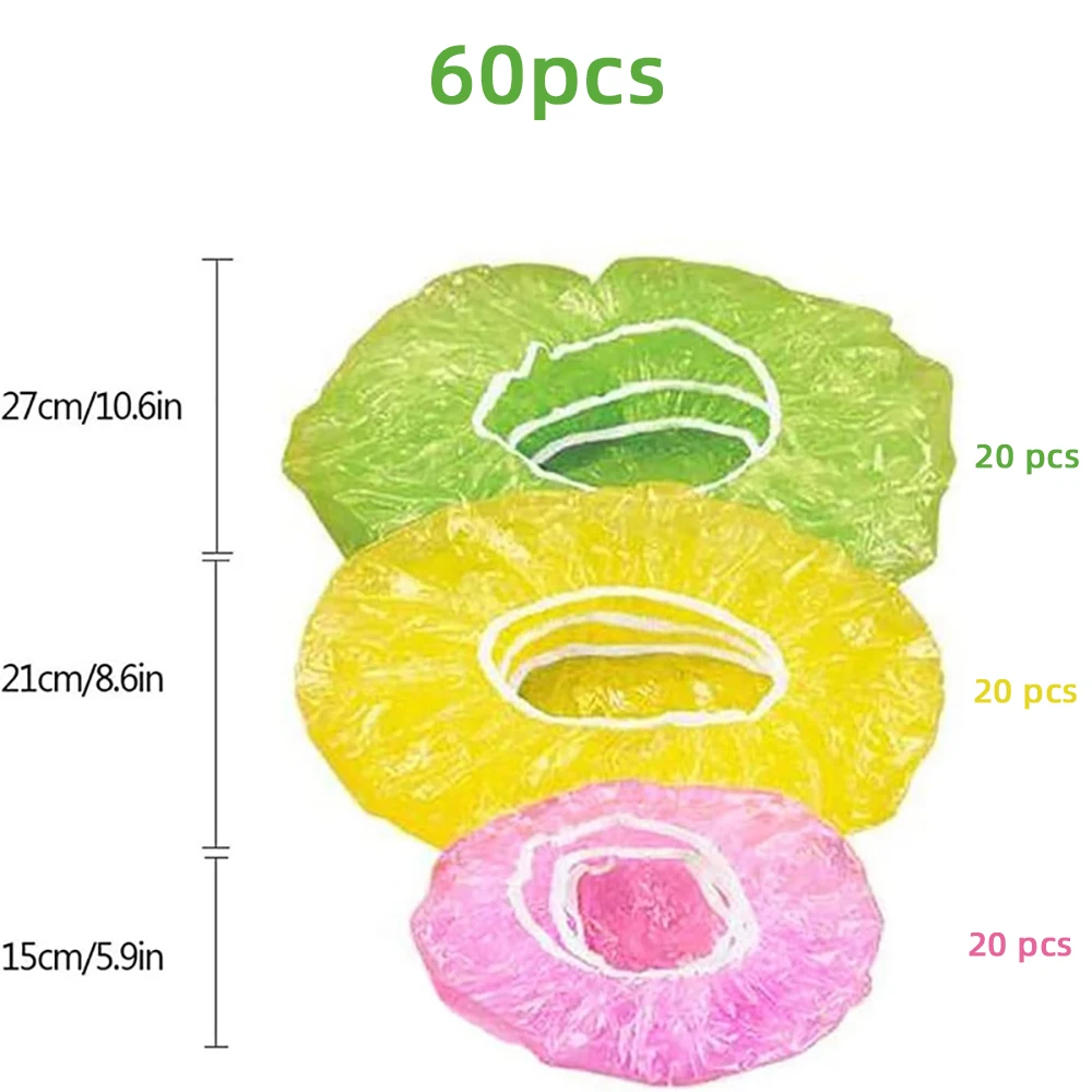 Одноразовые крышки для пищевых продуктов, 60 шт., зеленый, желтый, розовый
