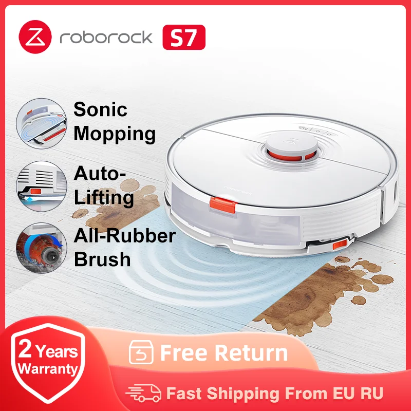 Roborock S7 Roboter-Staubsauger Sonic Mopping Auto Mop Lifting WiFi App Control Auto Sweep Dust Neue Gummibürste für Tierhaare