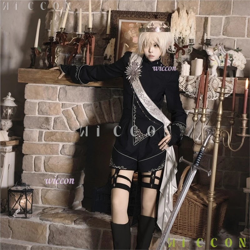 Фото Оригинальный комплект Jirai Kei Ouji Gothic Lolita – наряд в стиле принца с декоративными элементами для фембой-персонажей, включающий пояс, блузку и шорты. №3