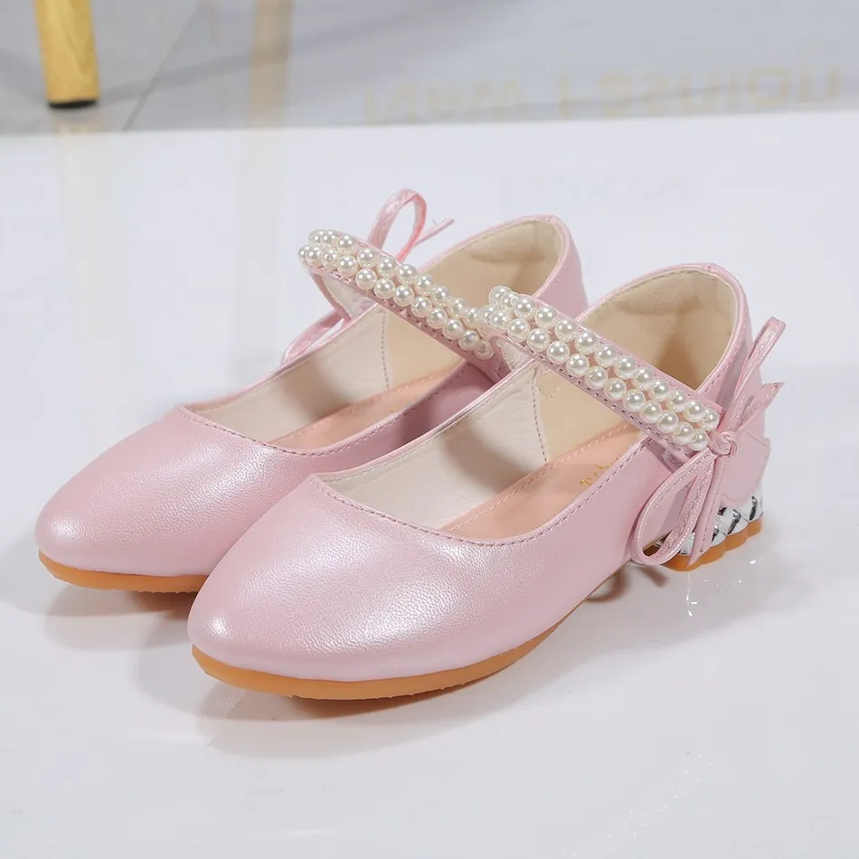 

Little Girl Princess Shoes Children Pearl Flat Shose 2021 Spring Autumn Baby Girl Show Flats Kids Birthday Party Shoes