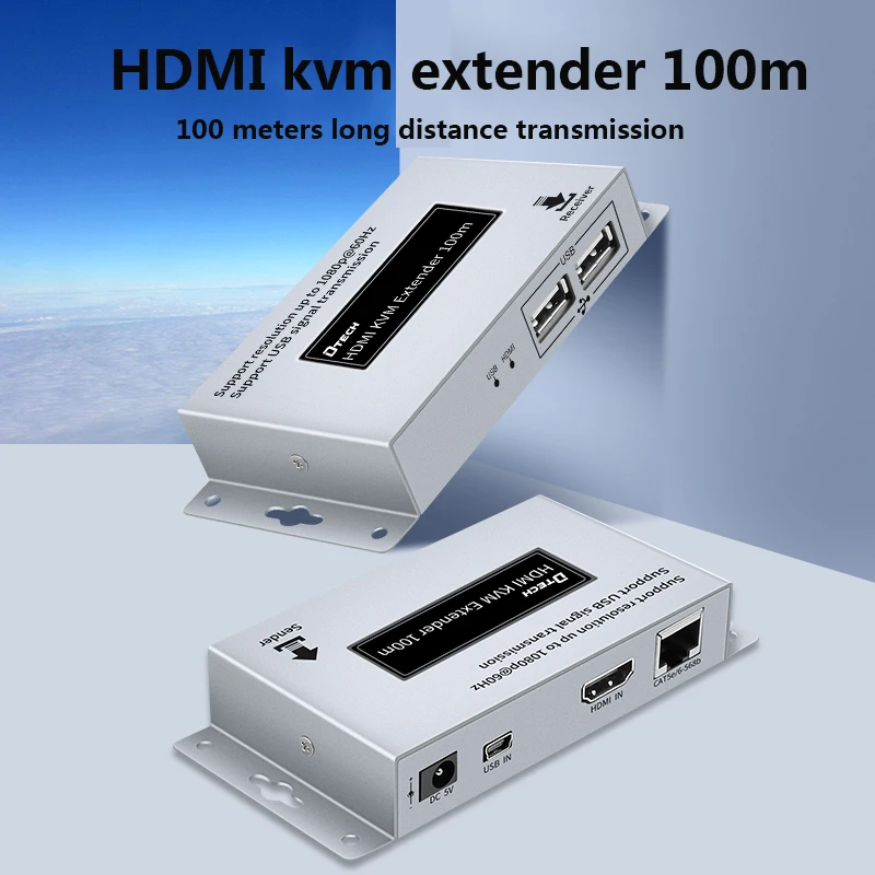 DTECH 4k 1080p Ethernet transmit and receive 100m usb hdmi kvm extender