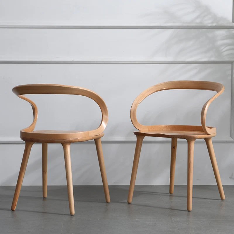 

Nordic Solid Wood Dining Chair, Desk Household Backrest, Simple Modern Light Luxury Armchair Furniture Table