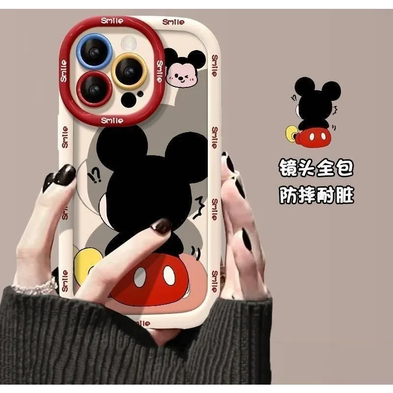 Фото Милый чехол для телефона с Микки Маусом в стиле каваи для iPhone 17/16/15 Pro/14/13/12/XR/7P, противоударный, из мягкого силикона, прочный, портативный, в виде игрушки №5