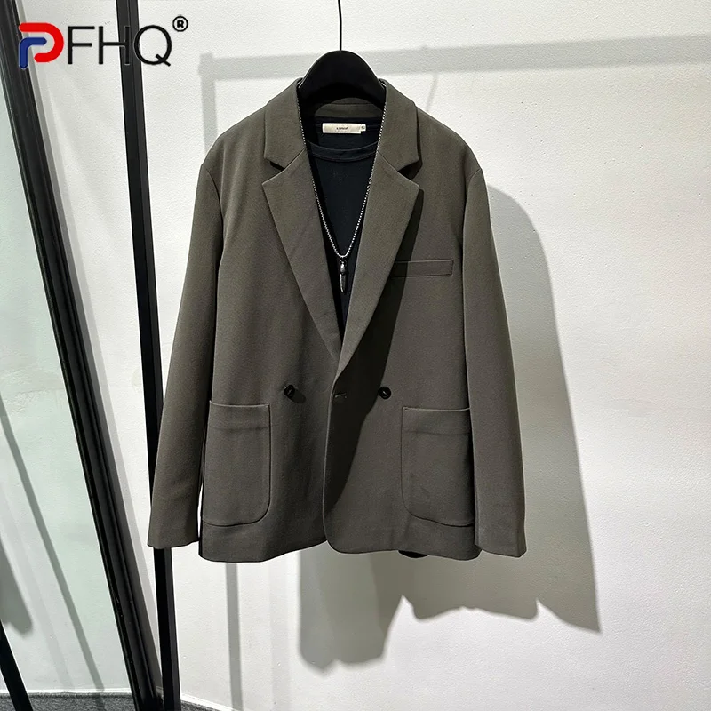 

PFHQ Autumn Men's Suit Simple High Quality Baggy Casual Silhouette Temperament Versatile Solid Color Outdoor Blazers New 21Z1187