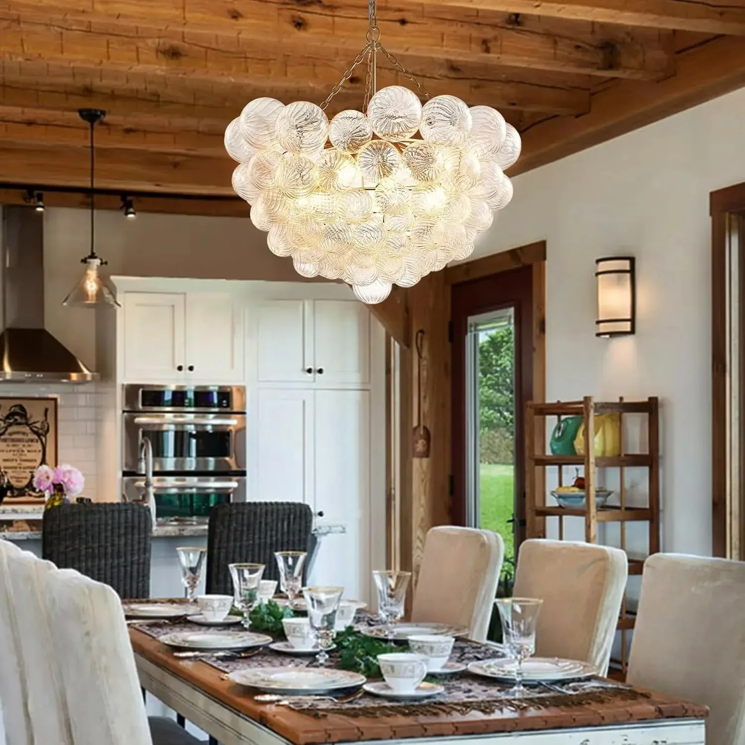 Люстра из скандинавского стекла сферический светодиодный потолочный светильник