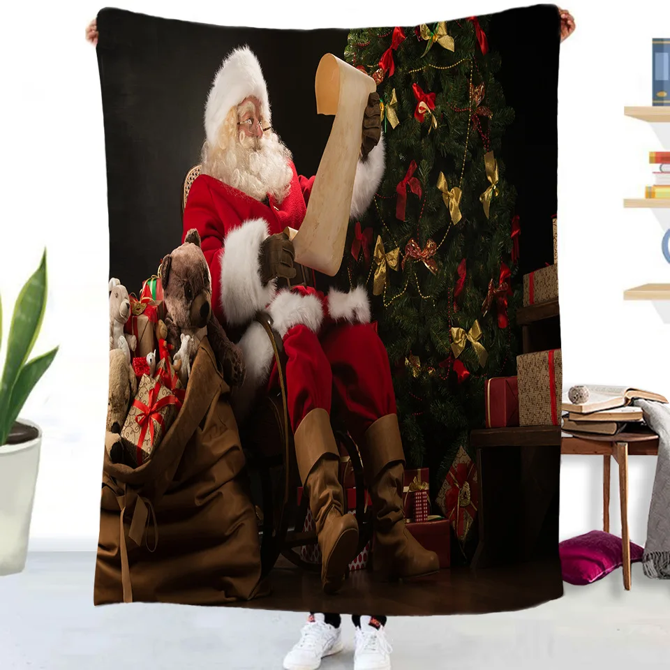 Рождественское фланелевое одеяло с Санта-Клаусом рождественский подарок для