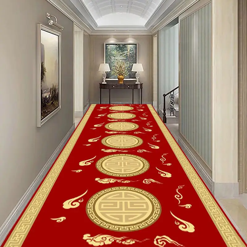 

Chinese Style Corridor Aisle Carpet Hotel Hotel Stairs Non-Slip Floor Mats Home Entrance Carpet Custom Corridor Long Carpet