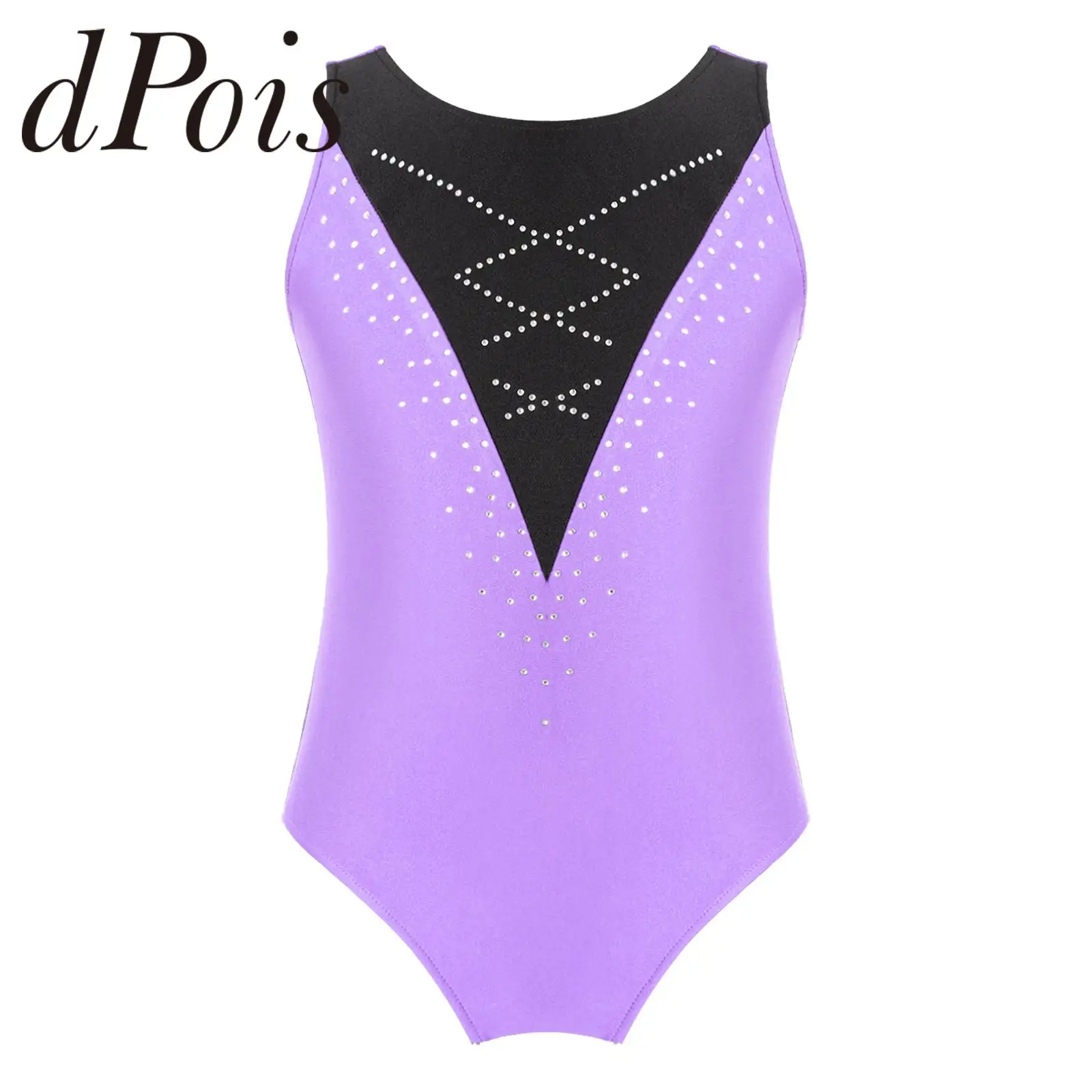 

Детский балетный трико без рукавов с блестками для девочек, гимнастическое трико, спортивный костюм, Одежда для танцев с бриллиантами, одежда для катания на коньках