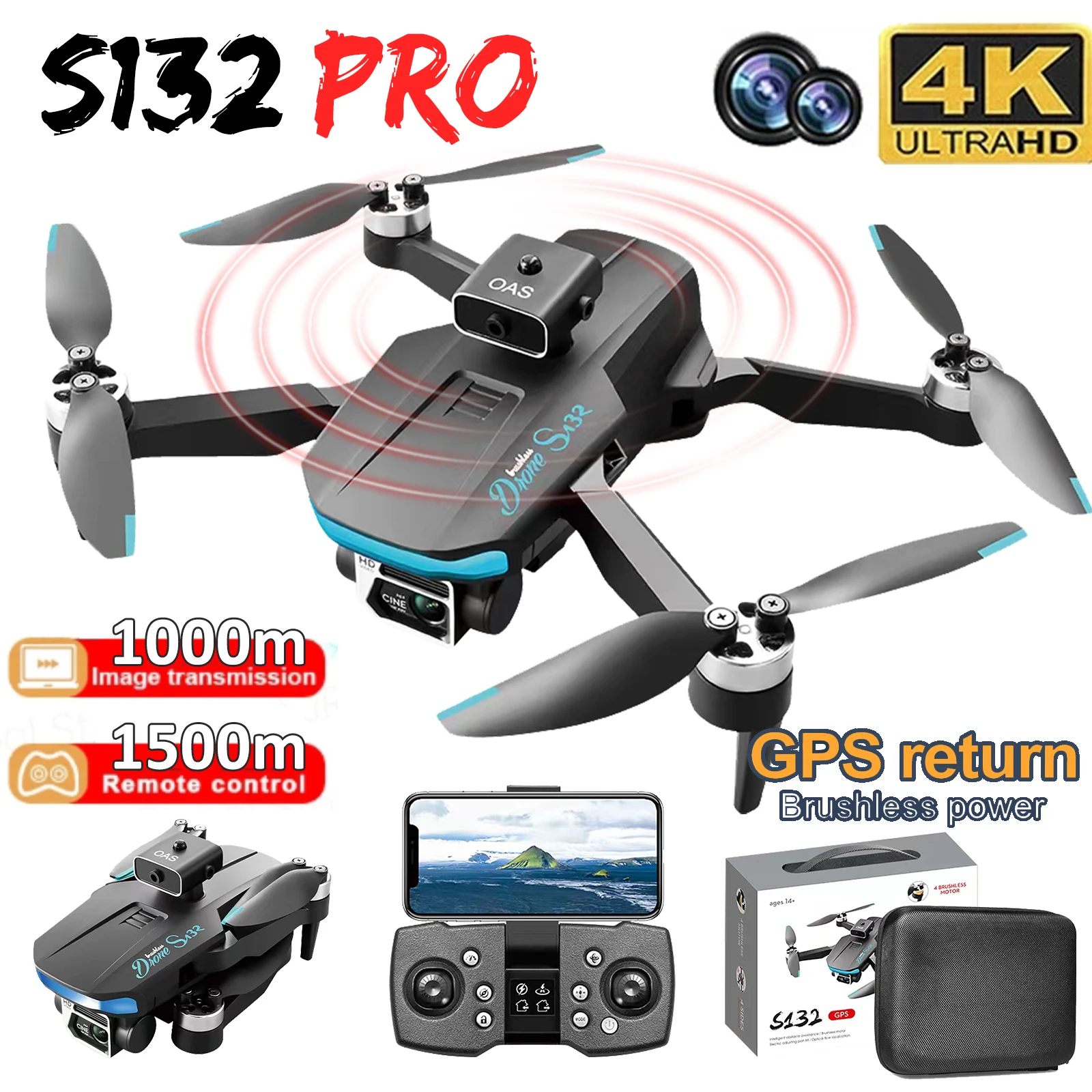 

Квадрокоптер S132 с GPS, Wi-Fi, 360 градусов