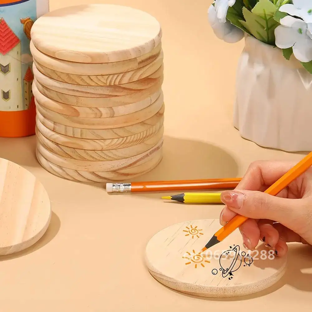 10 шт. круглые деревянные круги незавершенные ломтики диски DIY оригинальные