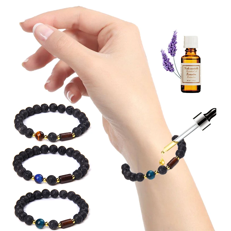 

New Lava Rock Bracelet Jewelry Men Women Elasticity Essential Oil Stone Beaded Bracelet Relaxing Aromatherapy Diffuser Gift