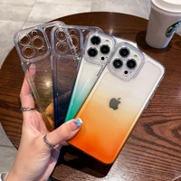 luxury clear electroplated phone case for iphone 11 12 13 pro max x xs xr 7 8 plus se2 square frame gradient protective sleeve
