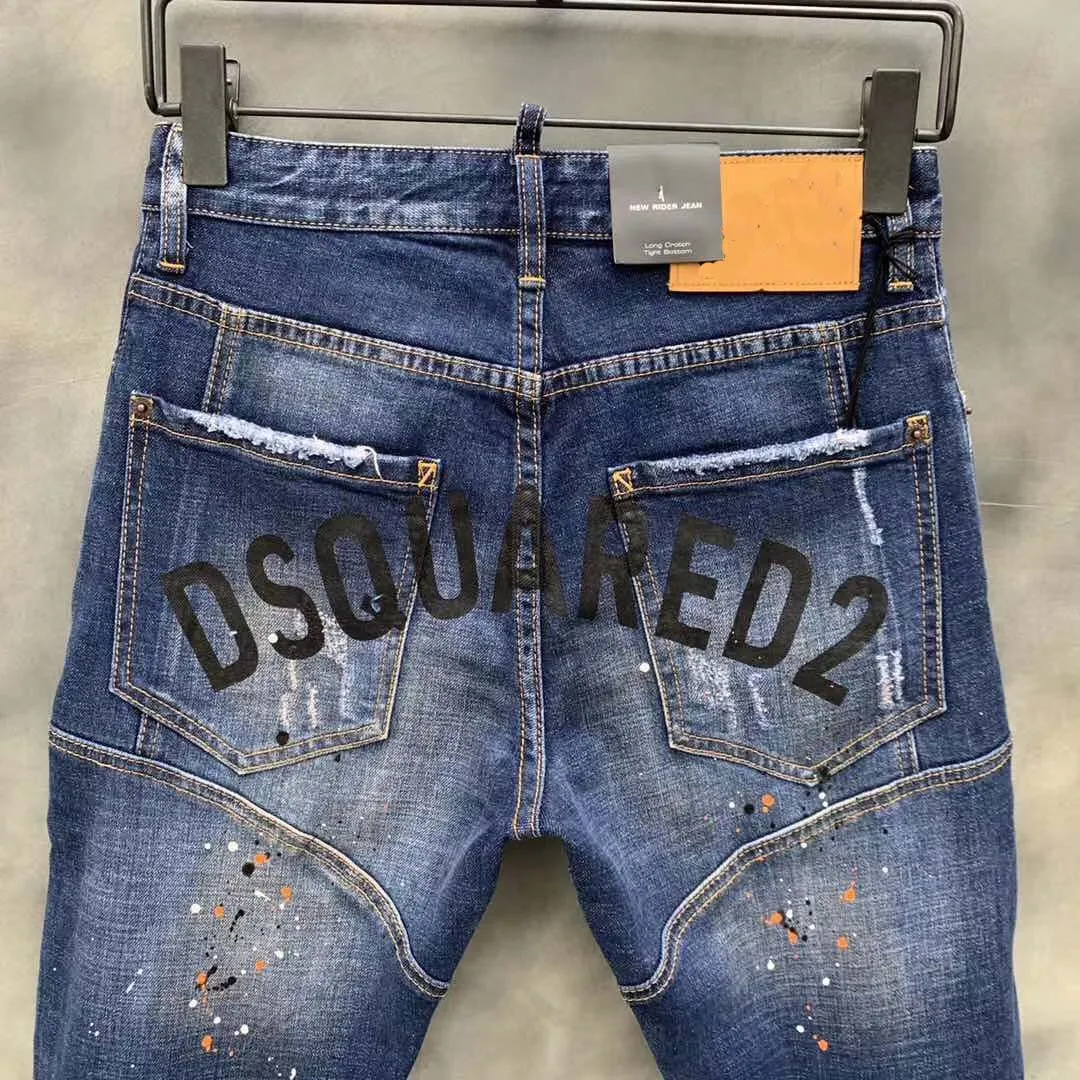 Новинка DSQUARED2 мужские/женские модные тонкие сшитые потертые патч краска