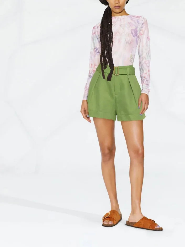 

Women's Shorts Pleated Belted Straight High Waist Twill Short Pants Pockets Cotton Linen Casual Summer 2023 New