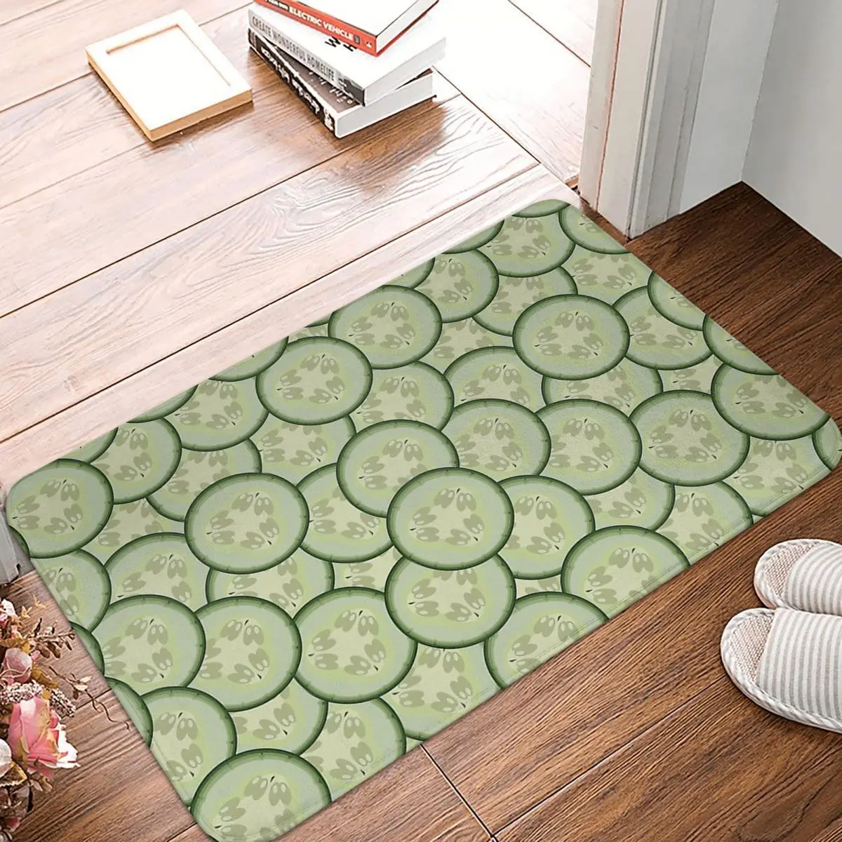 

Cucumber Bath Mat Slices Doormat Kitchen Carpet Outdoor Rug Home Decor