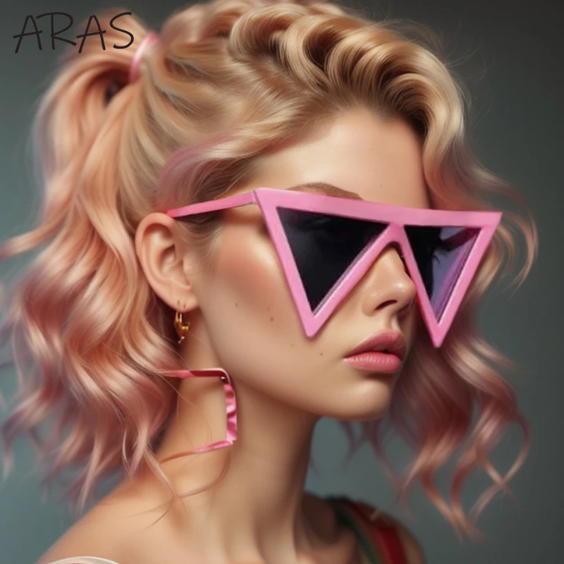 Большие треугольные солнцезащитные очки в стиле панк для женщин большая оправа