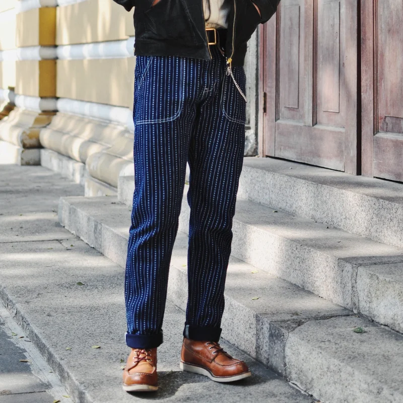 

Mens Jeans Wabash Work Jeans Vintage American Railroad Worker Cargo Pants Selvedge Denim Jeans Cotton Soft