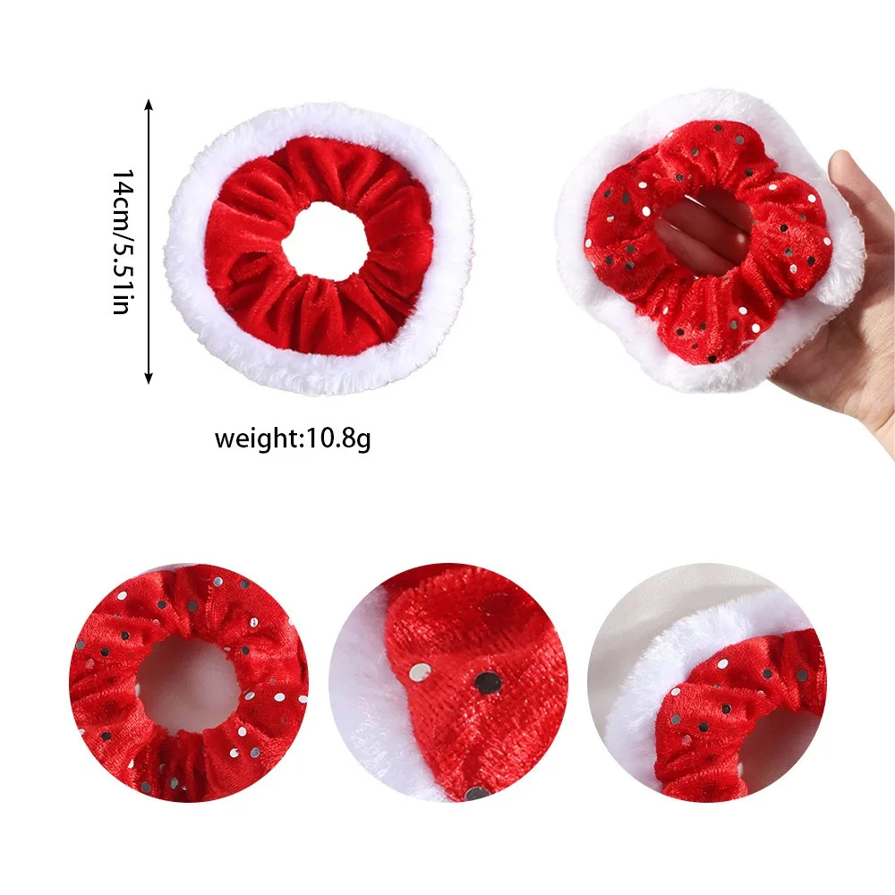 Бархатная плюшевая рождественская веревка для волос высокая эластичность снег