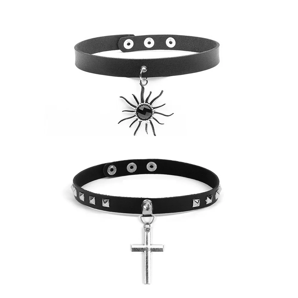 Чокер из искусственной кожи с заклепками для мужчин и женщин сексуальный ошейник