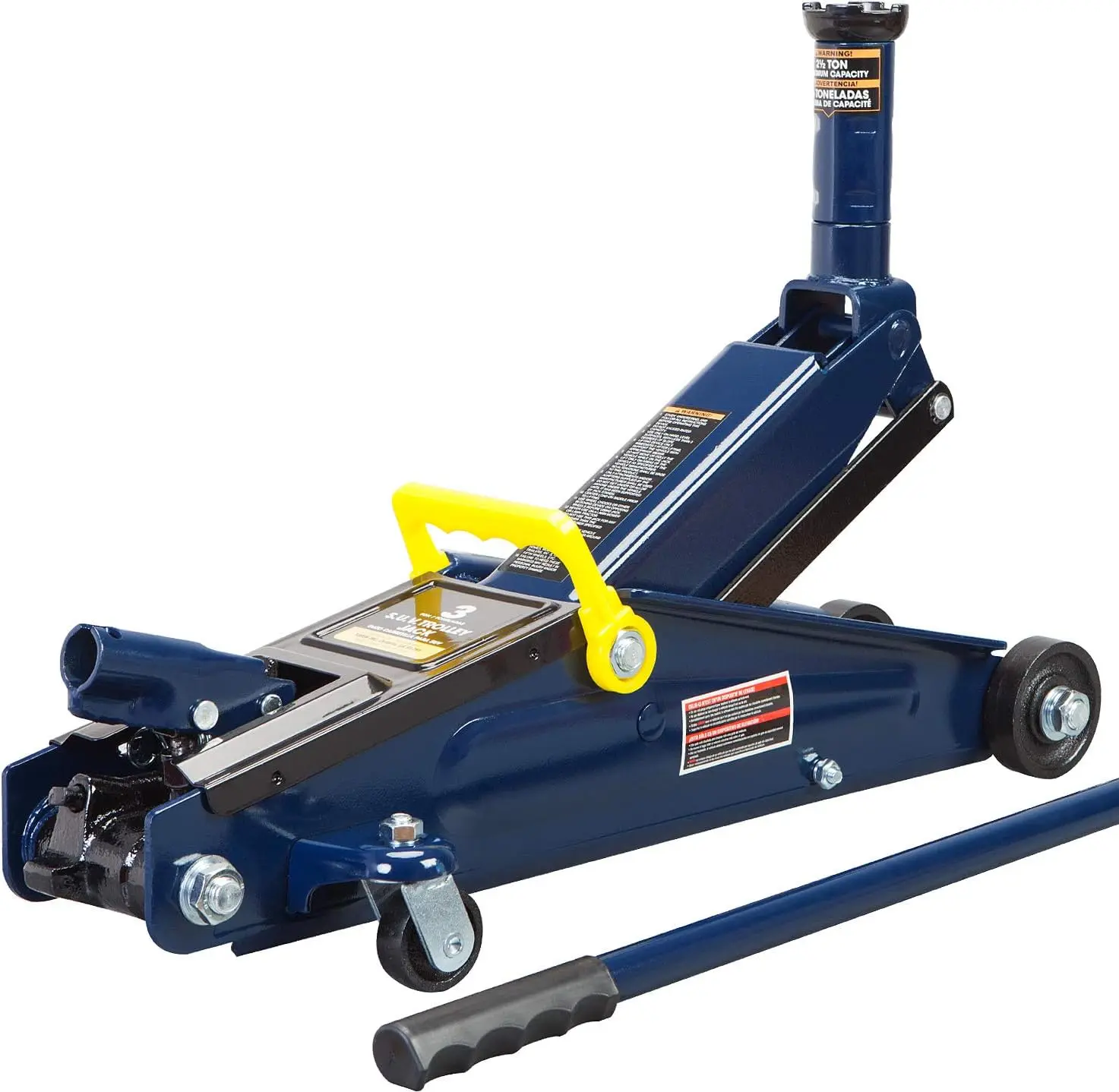 

Hydraulic Trolley Service/Floor Jack with Extra Saddle (Fits SUVs and Extended Height Trucks) 3 Ton (6,000 lb) Capacity, Blue