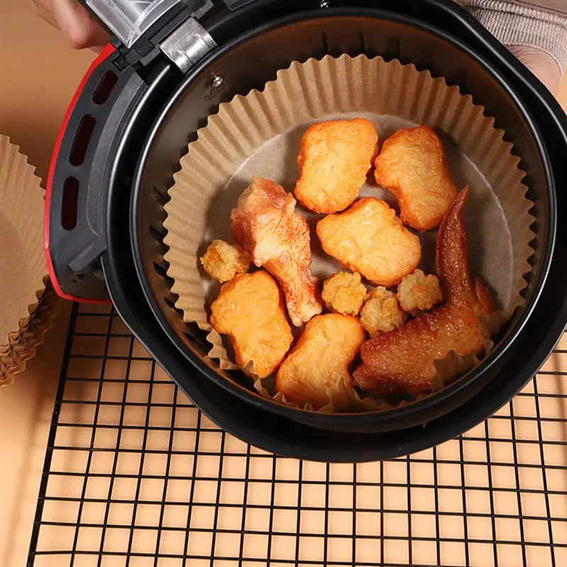 

50Pcs Air Fryer Paper Liner Disposable Baking Liner Non-Stick Mat Round Paper Liner Baking Mats AirFryer Paper Dropshipping