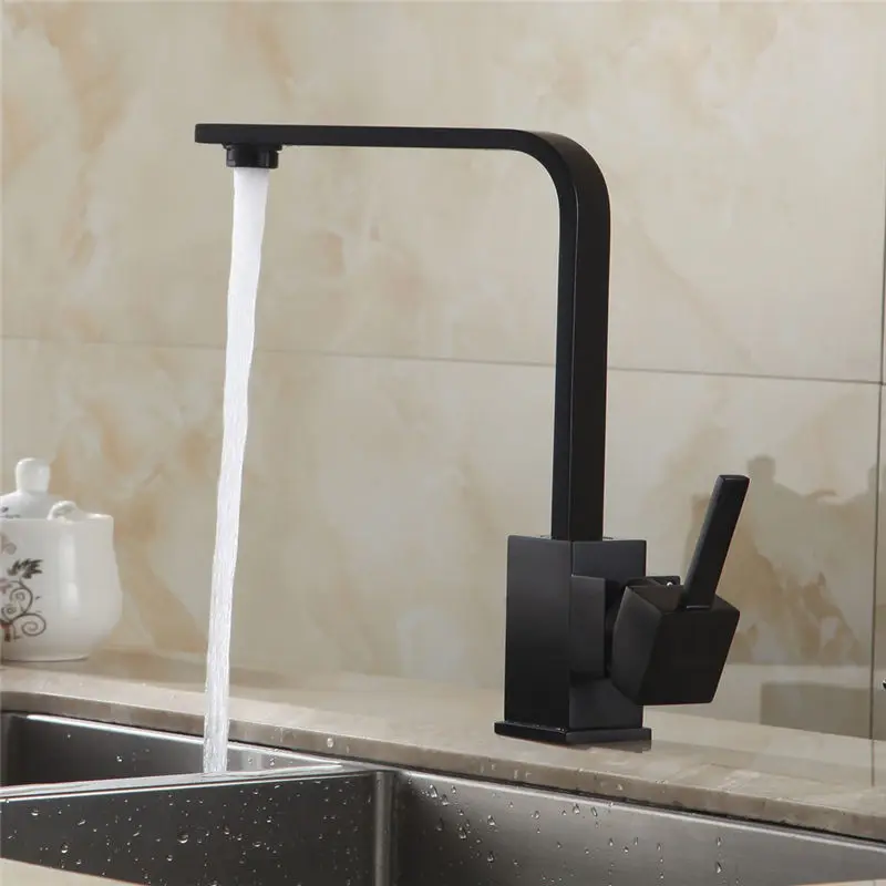 

Brass Kitchen Sink Water Faucet 360 Rotate Swivel Faucet Mixer Single Holder Single Hole Black Mixer Tap 7115Kitchen Faucets