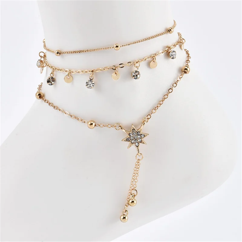 

Fashion Women Multilayer Disc Anklet Party Jewelry Gifts