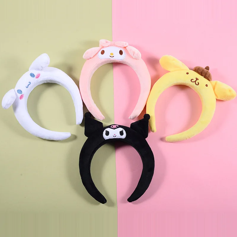 

Sanrio Kawai плюшевая шпилька для волос Мультфильм Cinnamoroll Kuromi Melody мягкая обруч для волос для девочек Kawaii подарок на день рождения для детей и взро...