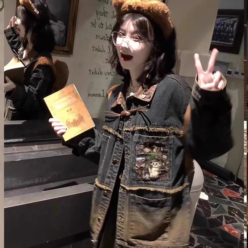 Милые джинсовые пальто в американском стиле ретро весенне-осенняя шикарная