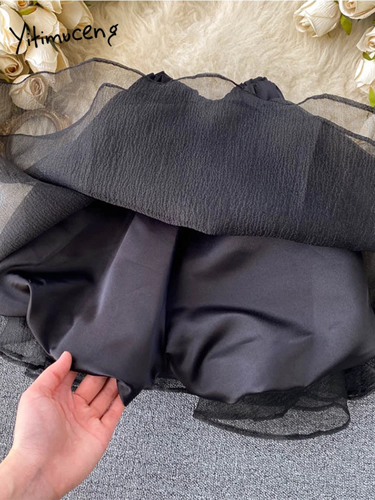 Милая розовая мини-юбка с высокой талией женское черное серое бальное платье