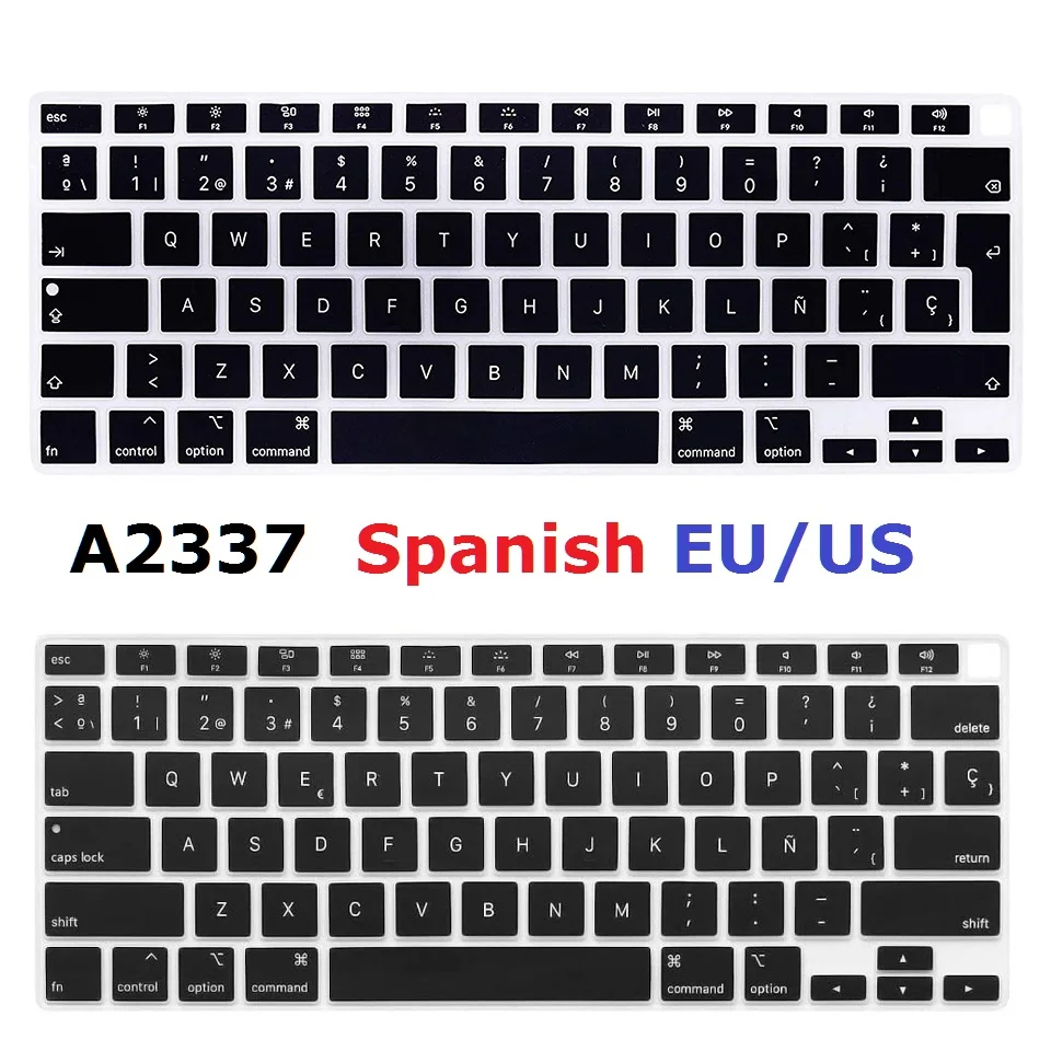 

Soft Spanish Layout for Macbook Air 2020 M1 A2337 EU US Spanish Keyboard Cover Silicon for Macbook Air 13 M1 A2337 Laptop Skin