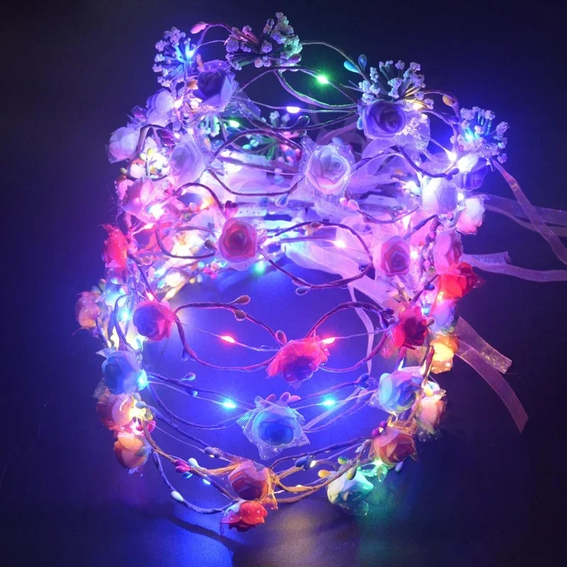 Светящаяся гирлянда вечерние Корона повязка на голову с цветком светодиодный