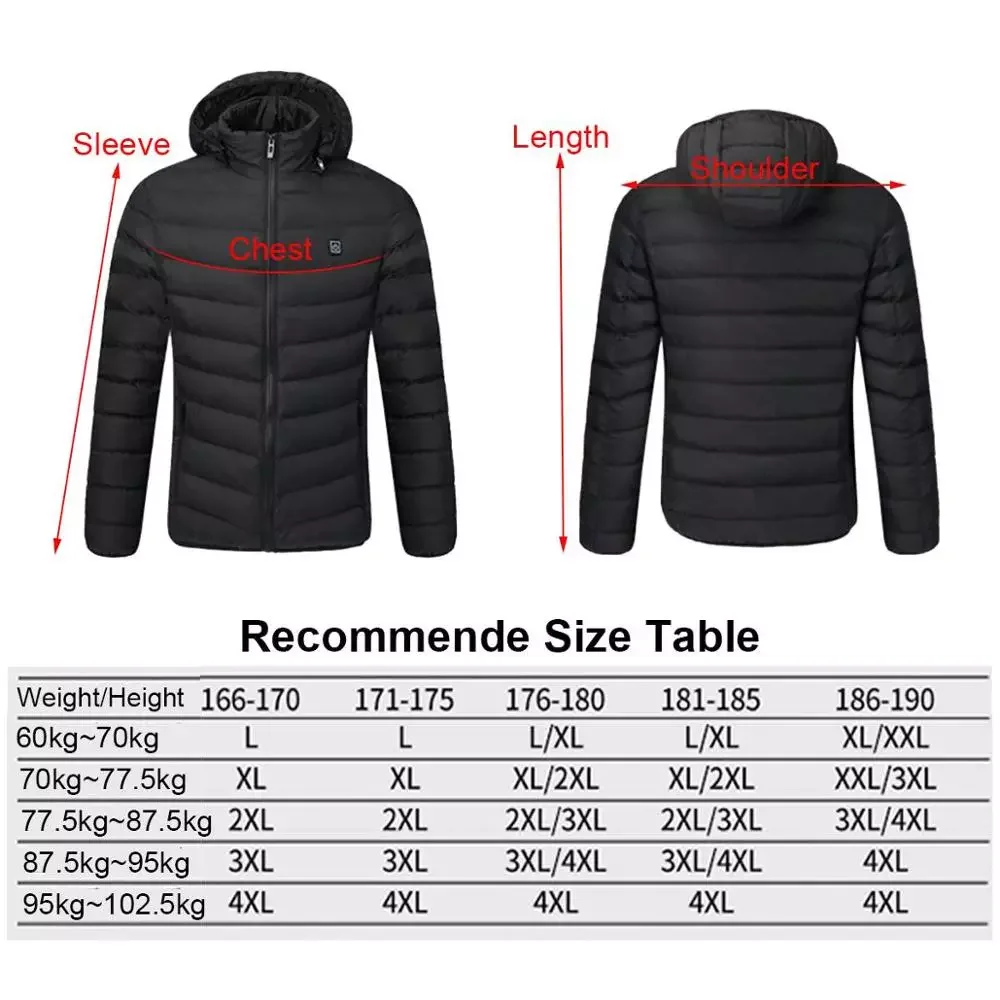 NEW 11 Areas Heated Jackets Autumn Winter Warm Flexible Thermal Hooded Jackets Usb Heated Outdoor Vest Coat
