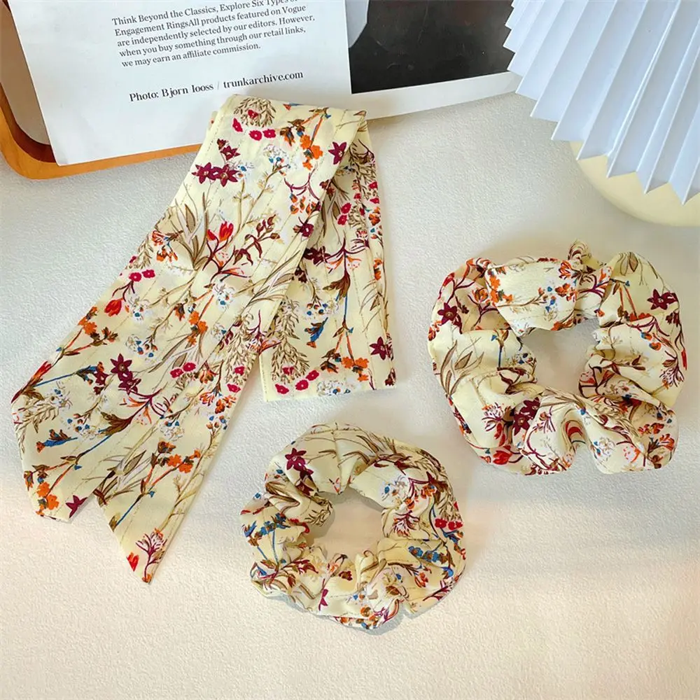 

Retro Rubber Band Chiffon Scrunchies Flower Fairy Korean Style Hair Band Silk Ribbon Tie Hair Band Women Hair Rope