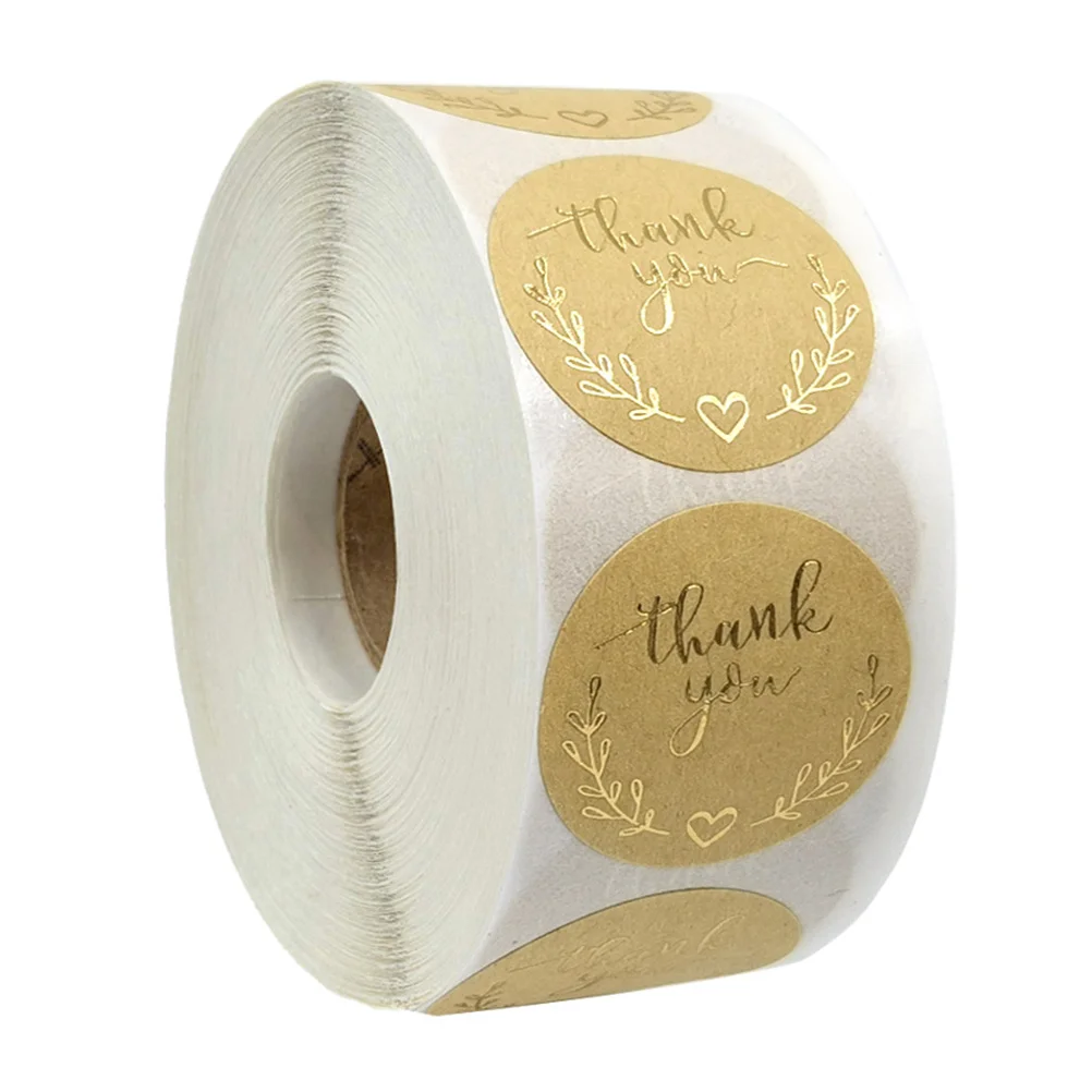 

1 Roll of 500Pcs Thank You Labels Gift Favor Decals Holiday Gift Stickers