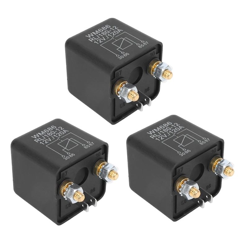 

3X DC 12V Relay Battery Isolating Relay 12V / 120A Peak Load For Car Trucks Car (12V / 120A)