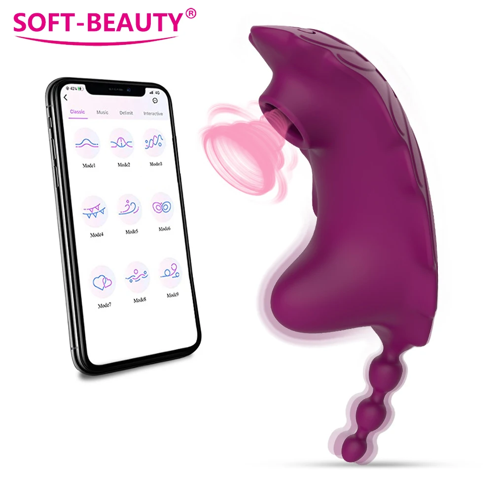 Вибратор для стимуляции клитора, точки G, Bluetooth, 9 режимов