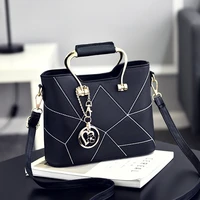 traveasy 2022 luxury handbags women pu leather bag geometry pattern pendant handtassen sweet ladies top hand bags hgih quality