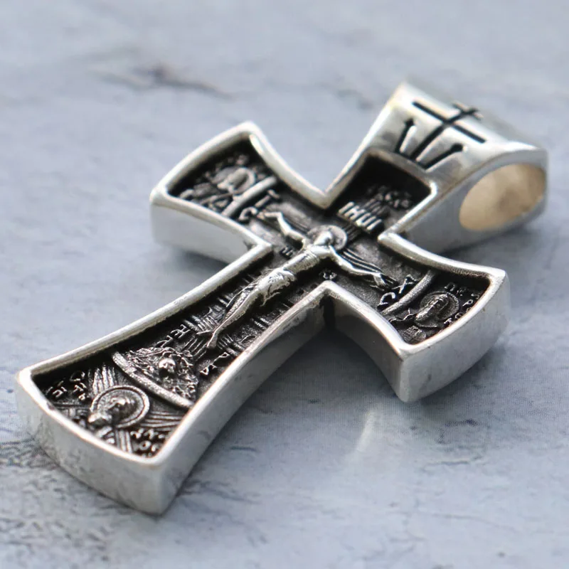 14 г Распятие Православный крест Ангел-хранитель Индивидуальный серебряный кулон