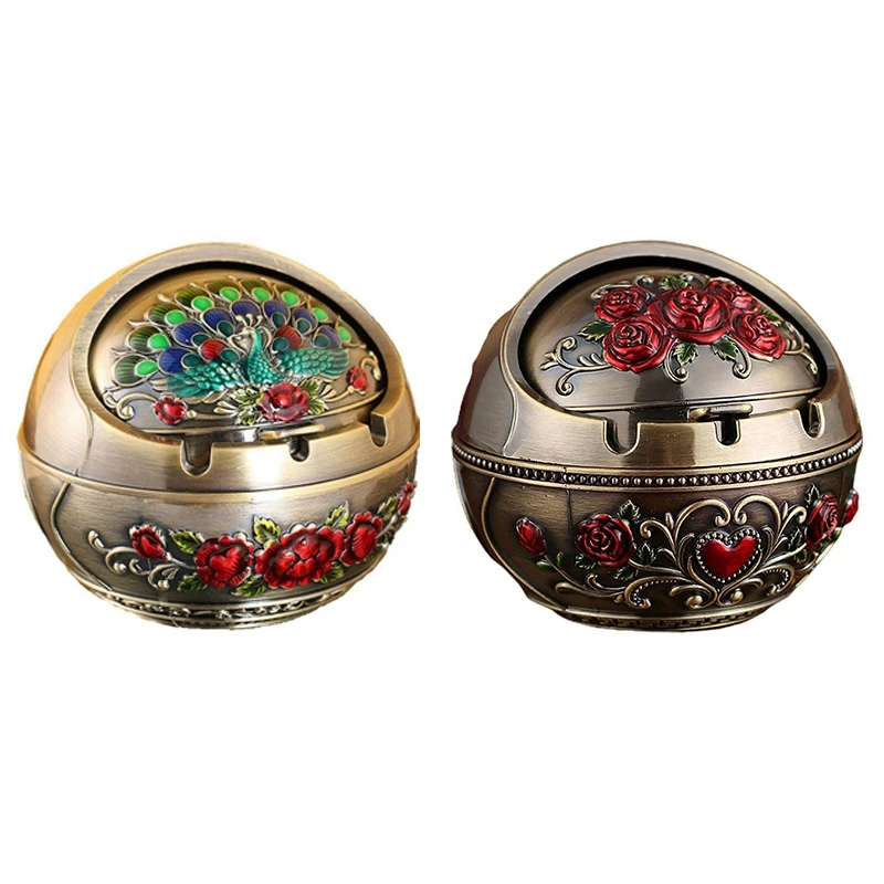 

Ashtray Household Home Decor Zinc Alloy Retro Large Ash Holder With Lid For Home