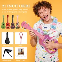 21 inch painted ukulele basswood 4 strings hawaiian mini guitar instruments stringed musical instruments with carry bag tuner