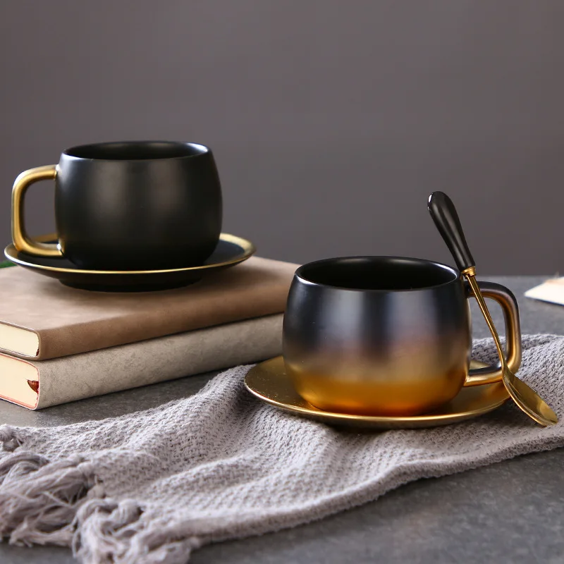 

Nordic minimalist ceramic cup Creative scrub black gold coffee cup set one cup at a time mug