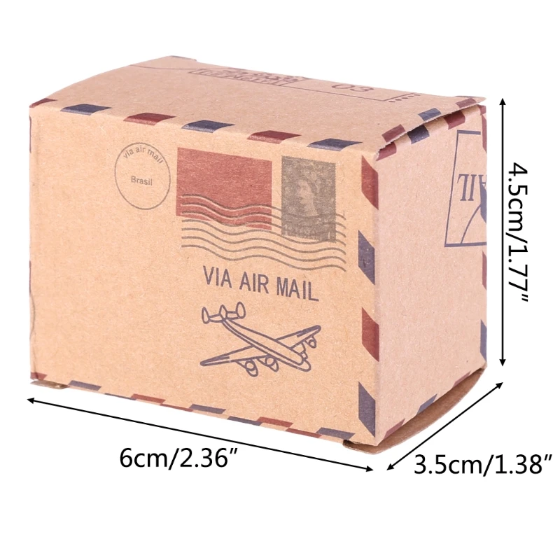 

50pcs Stamp Design Wedding Vintage Candy Packaging Kraft Gift Box Wedding Favors