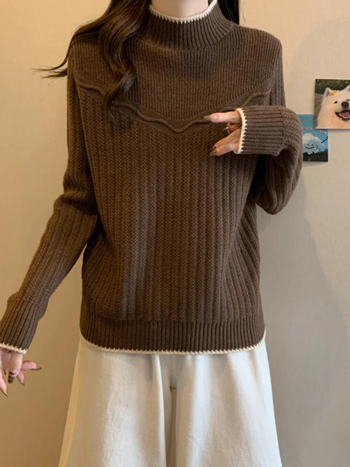 Женский свитер Maillard с полувысоким воротником осенне-зимний новый утолщенный