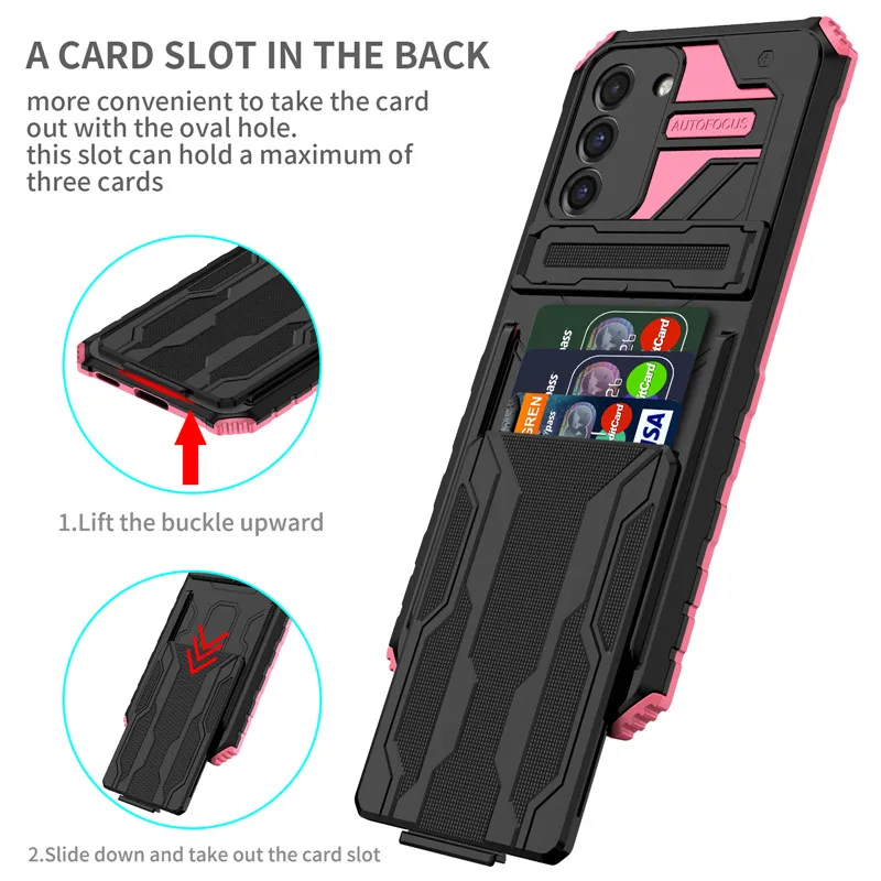 

Armor Shockproof For Samsung Galaxy S20 S21 FE Case Hybrid For Galaxy S21 Plus S21 Ultra Card Slot Bracket Holder Cover